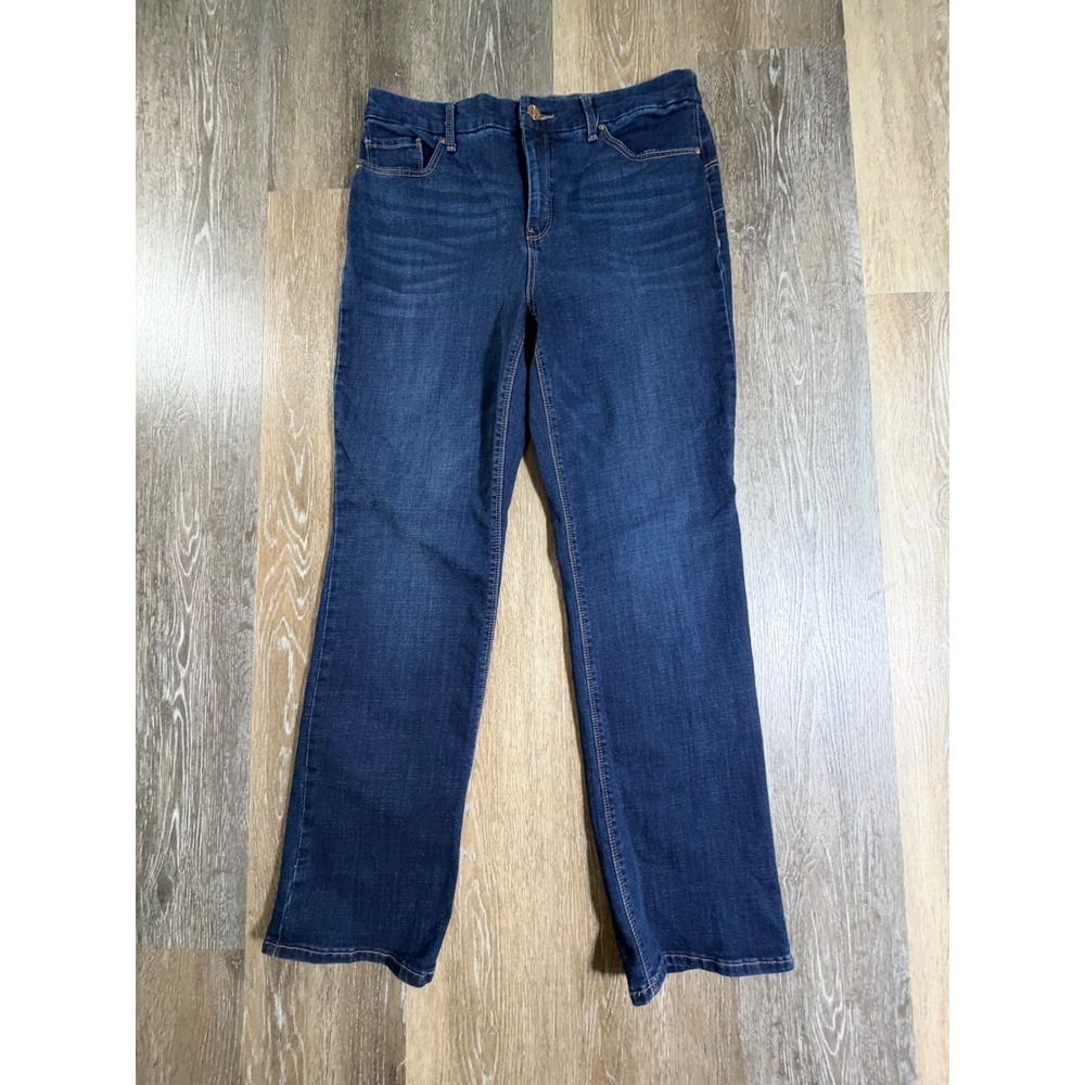 Chico's So Lifting Straight Leg Jeans Womens 1 Short Dark Wash Denim Blue 5895